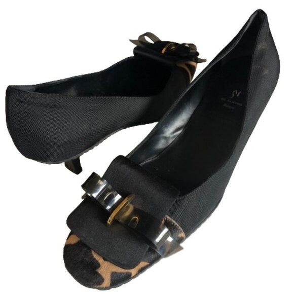 Vintage Y2K Di Sandro Bologna bow animal print kitten heel shoes - Picture 9 of 15